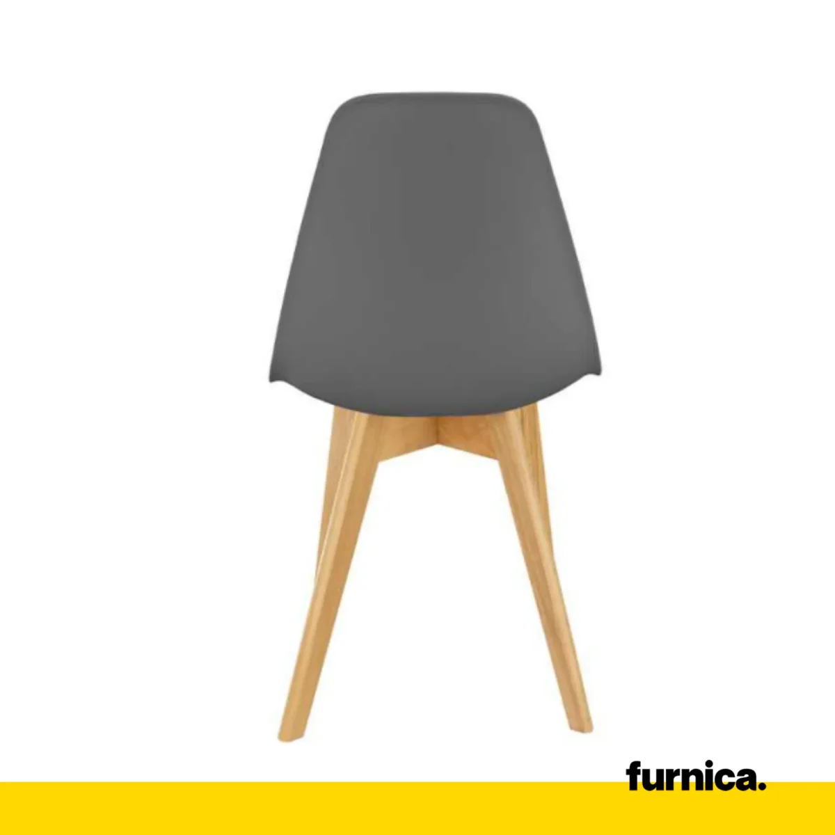 MARCELLO - Chaise de Salle à Manger / Bureau en Plastique avec Pieds en Bois - Gris – Image 3