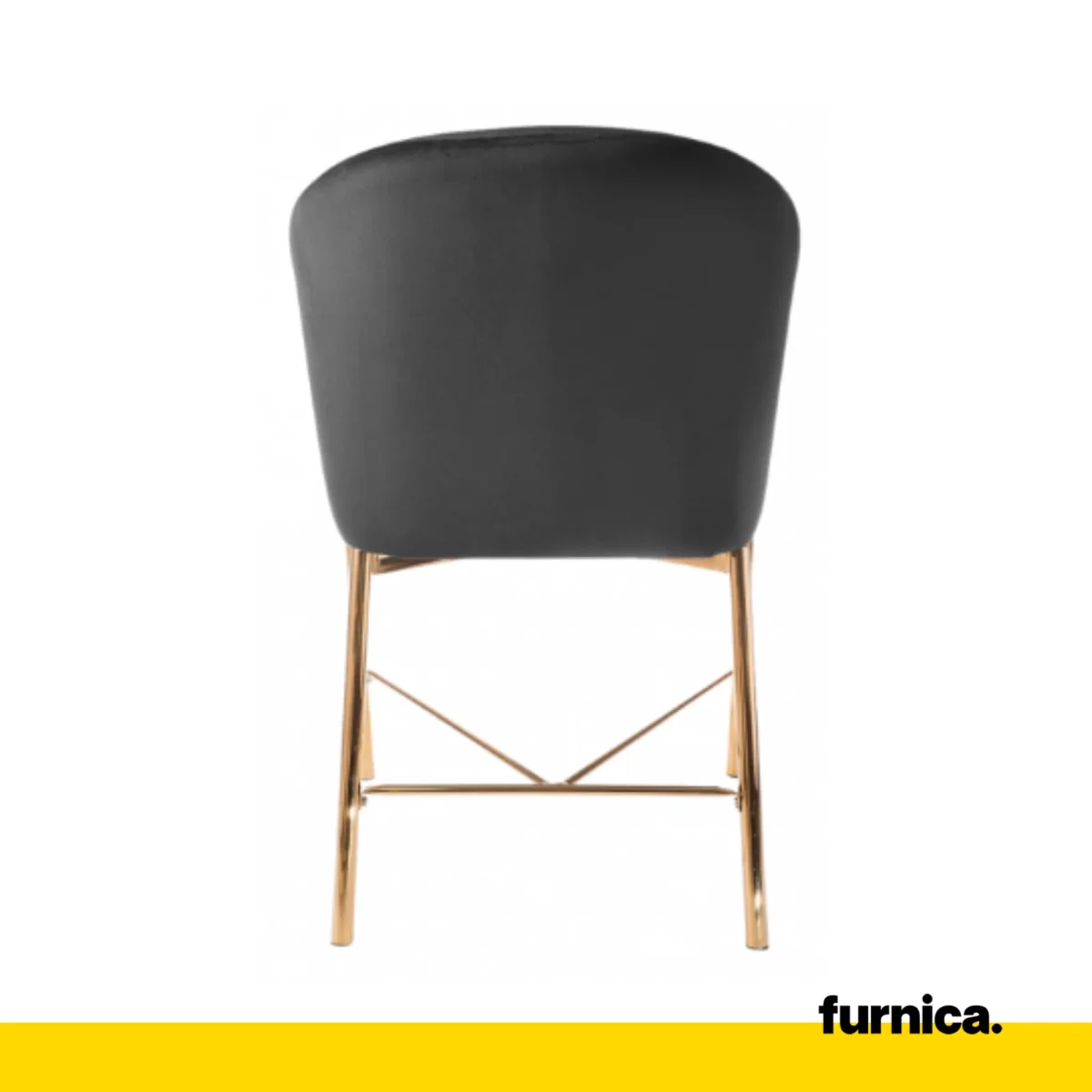 LORENZO - Chaise de Salle à Manger / Bureau en Velours avec Pieds en Chrome Doré - Noir – Image 5