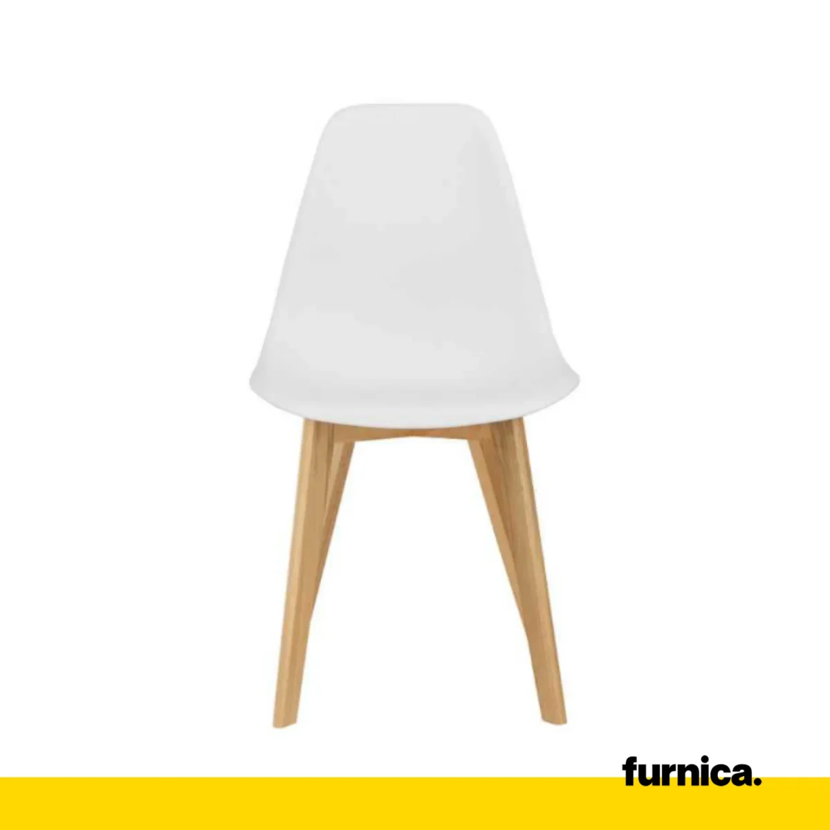 MARCELLO - Chaise de Salle à Manger / Bureau en Plastique avec Pieds en Bois - Blanc – Image 4