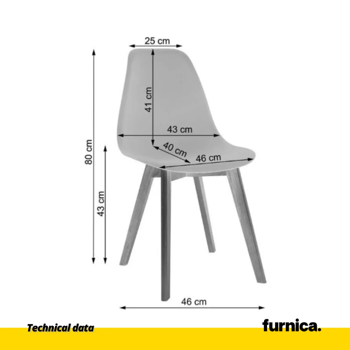 MARCELLO - Chaise de Salle à Manger / Bureau en Plastique avec Pieds en Bois - Blanc – Image 5