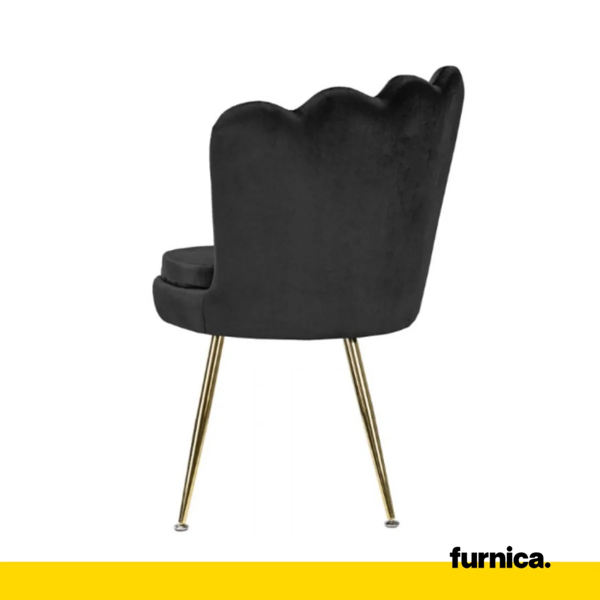 LUIGI - Chaise de Salle à Manger / Bureau en Velours Matelassé avec Pieds en Chrome Doré - Noir – Image 4