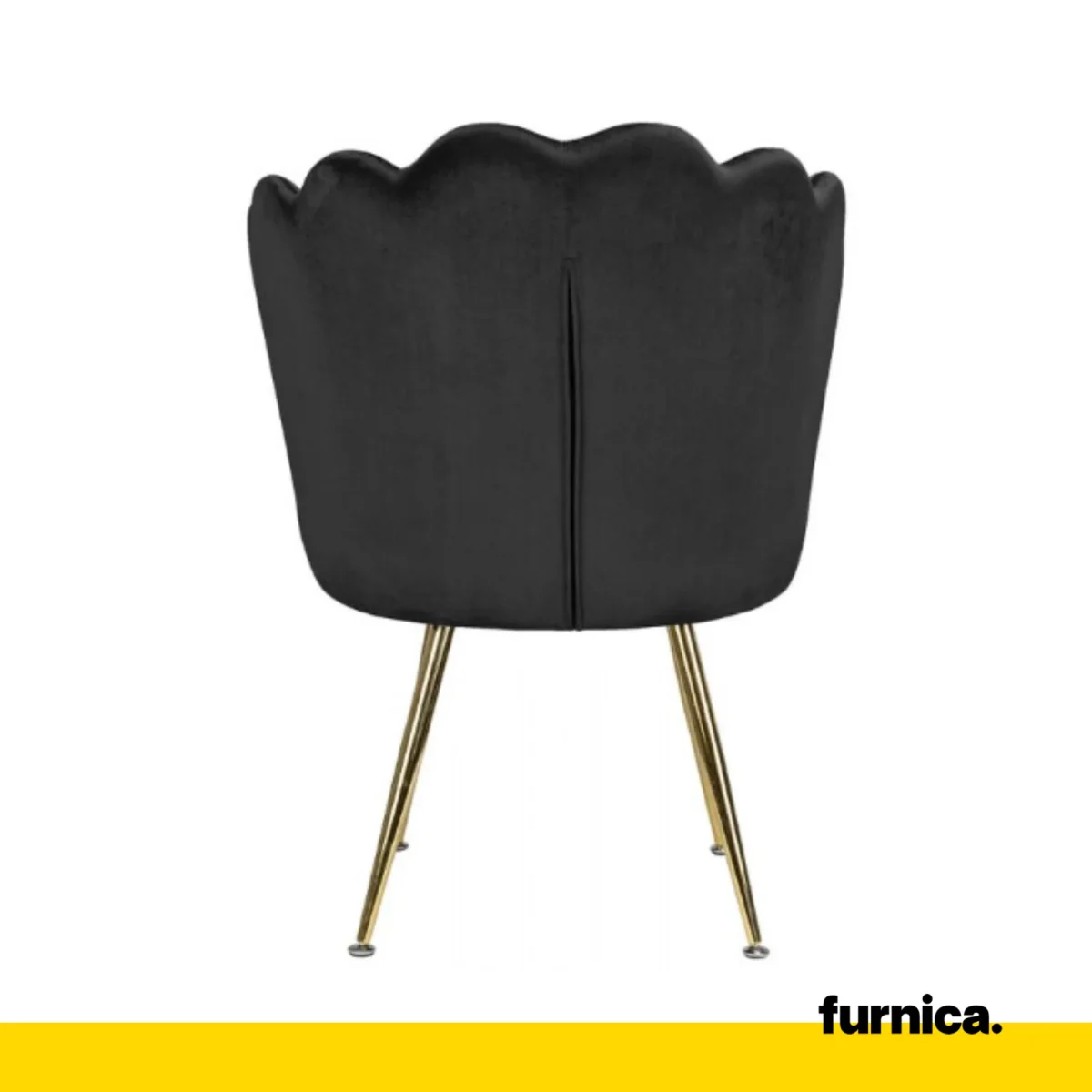 LUIGI - Chaise de Salle à Manger / Bureau en Velours Matelassé avec Pieds en Chrome Doré - Noir – Image 5