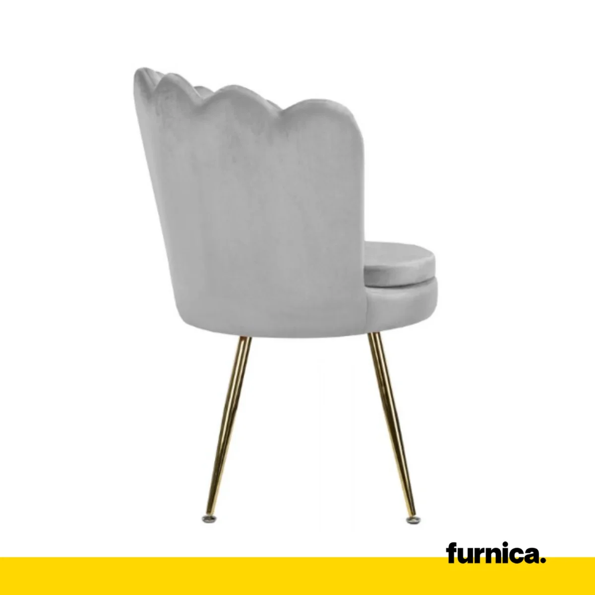 LUIGI - Chaise de Salle à Manger / Bureau en Velours Matelassé avec Pieds en Chrome Doré - Gris – Image 3