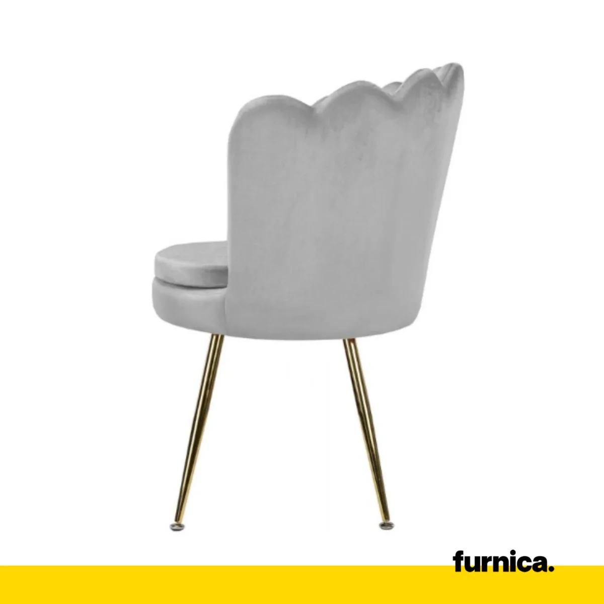 LUIGI - Chaise de Salle à Manger / Bureau en Velours Matelassé avec Pieds en Chrome Doré - Gris – Image 4