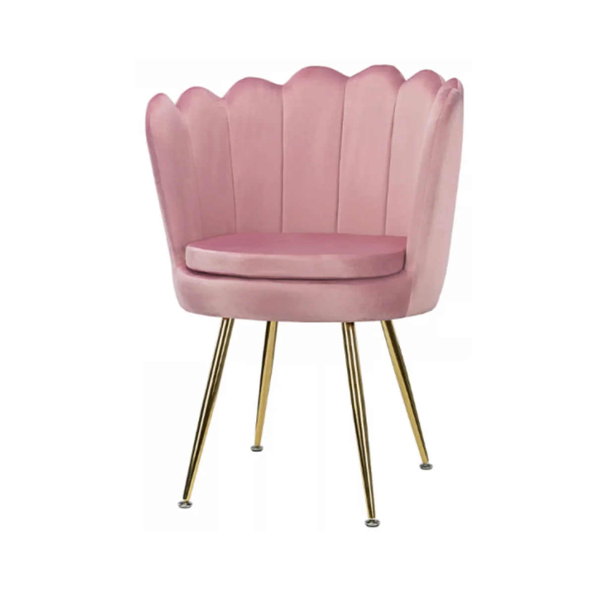 LUIGI - Chaise de Salle à Manger / Bureau en Velours Matelassé avec Pieds en Chrome Doré - Rose – Image 2