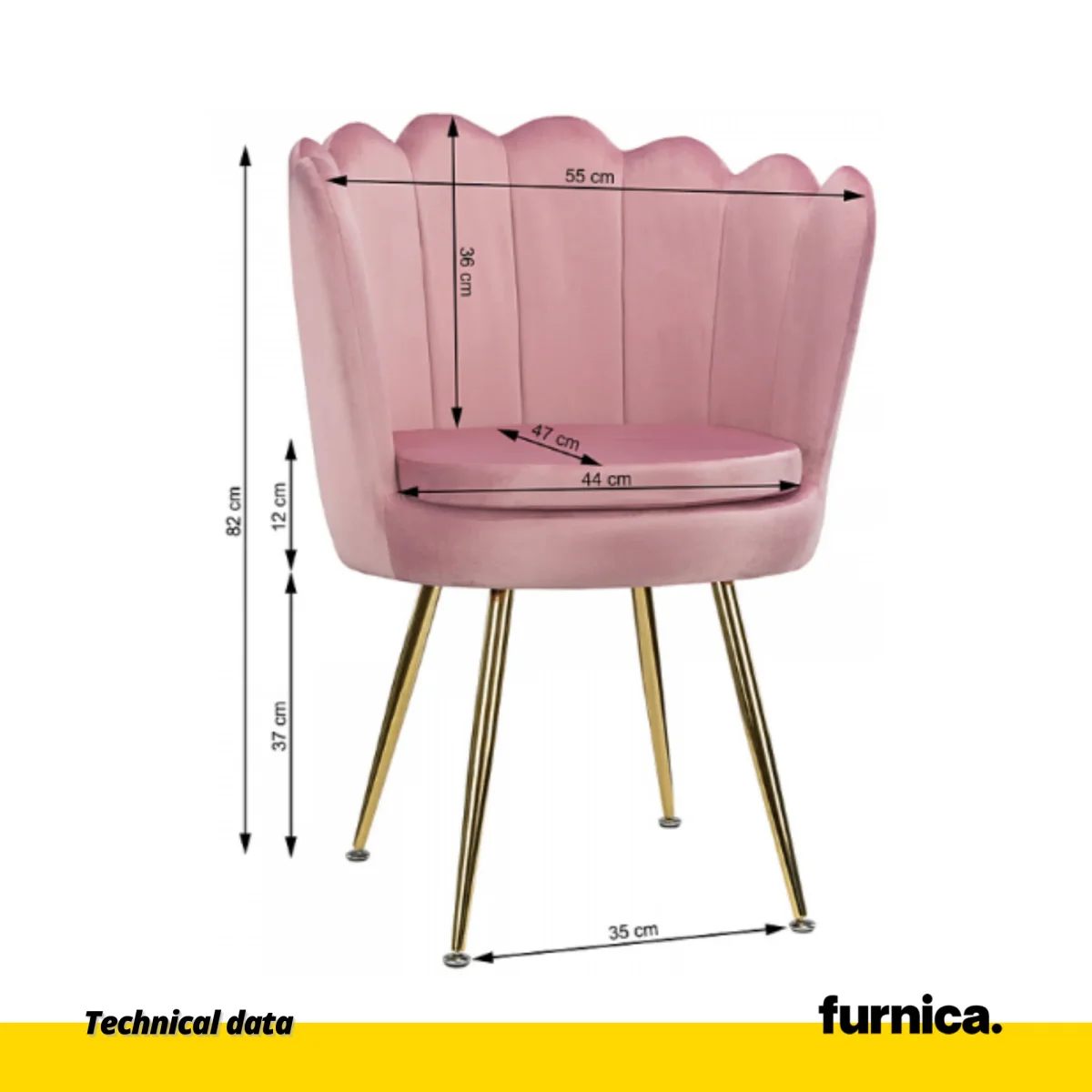 LUIGI - Chaise de Salle à Manger / Bureau en Velours Matelassé avec Pieds en Chrome Doré - Rose – Image 6