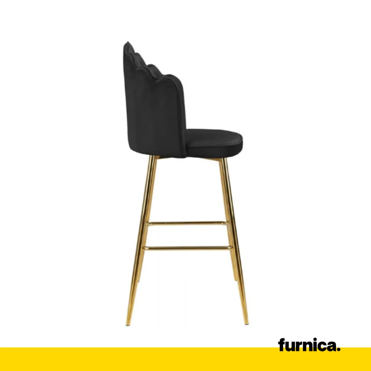 LUIGI - Hoker de Salle à Manger / Bureau en Velours Matelassé avec Pieds en Chrome Doré - Noir – Image 3