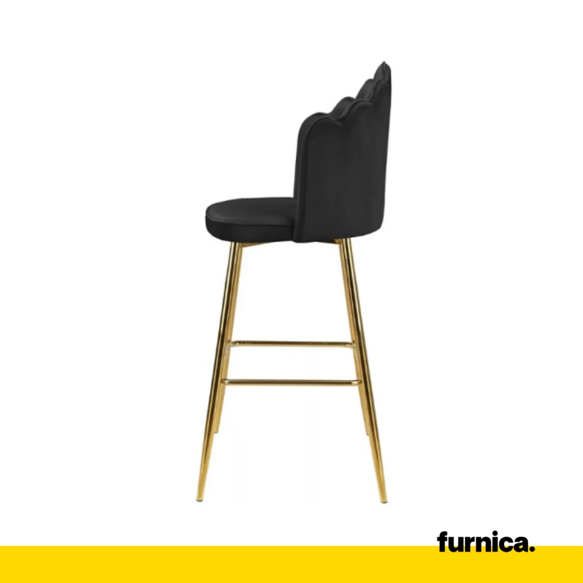 LUIGI - Hoker de Salle à Manger / Bureau en Velours Matelassé avec Pieds en Chrome Doré - Noir – Image 4