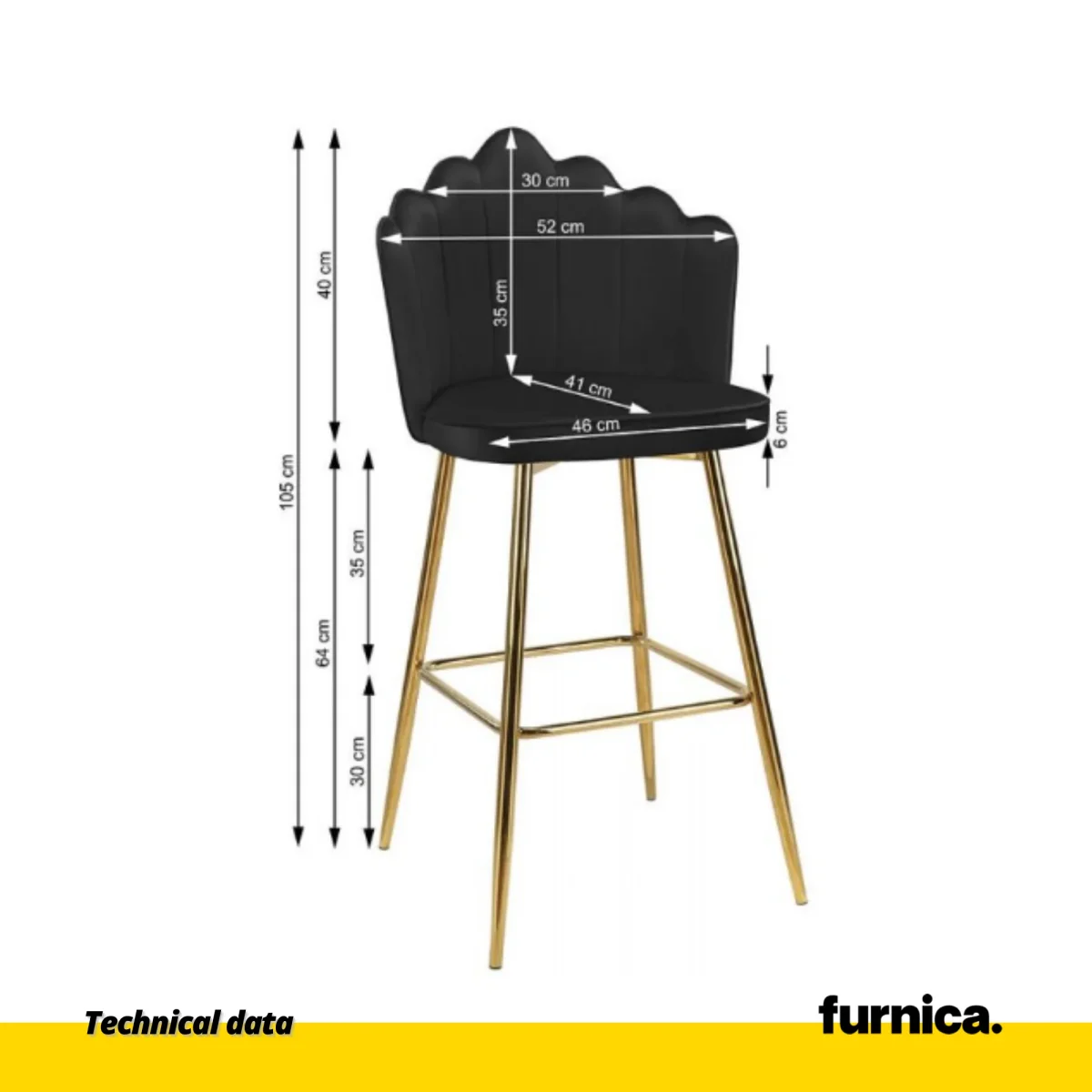 LUIGI - Hoker de Salle à Manger / Bureau en Velours Matelassé avec Pieds en Chrome Doré - Noir – Image 6