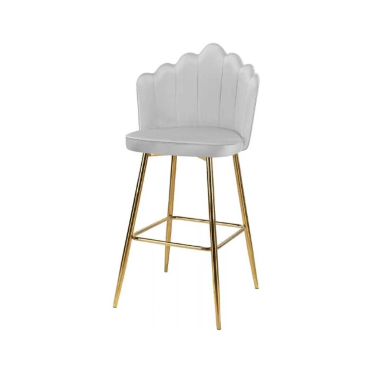 LUIGI - Hoker de Salle à Manger / Bureau en Velours Matelassé avec Pieds en Chrome Doré - Gris