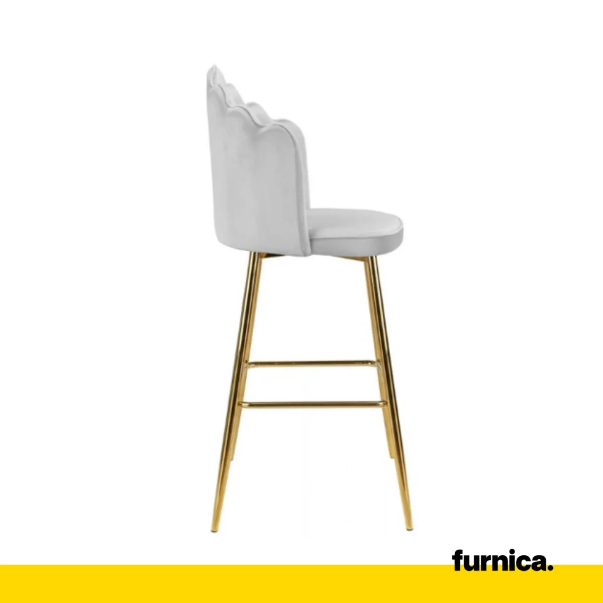 LUIGI - Hoker de Salle à Manger / Bureau en Velours Matelassé avec Pieds en Chrome Doré - Gris – Image 3