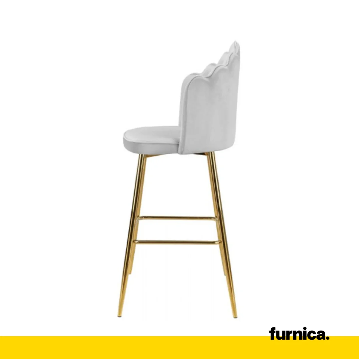 LUIGI - Hoker de Salle à Manger / Bureau en Velours Matelassé avec Pieds en Chrome Doré - Gris – Image 4