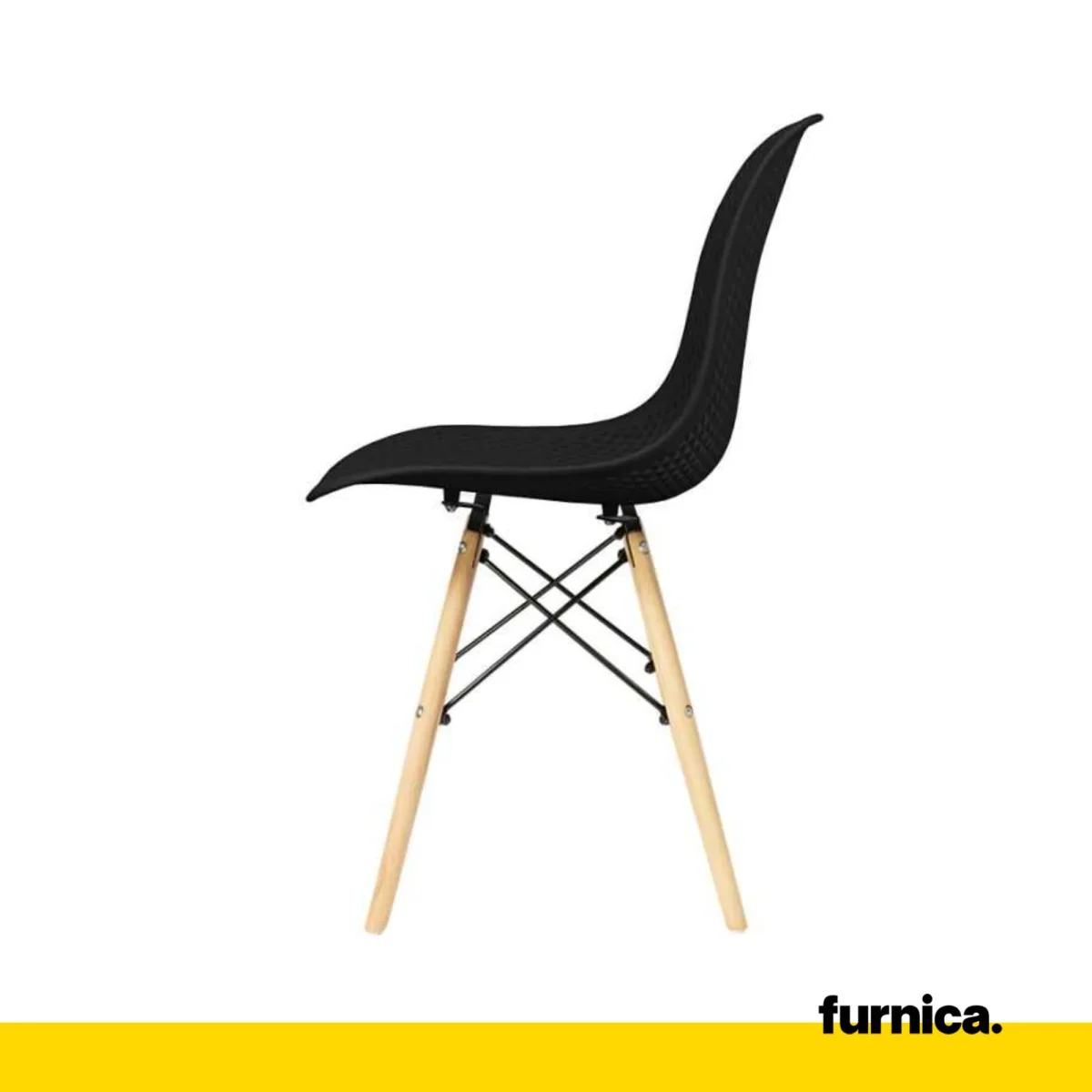 LUCA - Chaise de Salle à Manger / Bureau en Plastique Perforé avec Pieds en Bois - Noir – Image 5