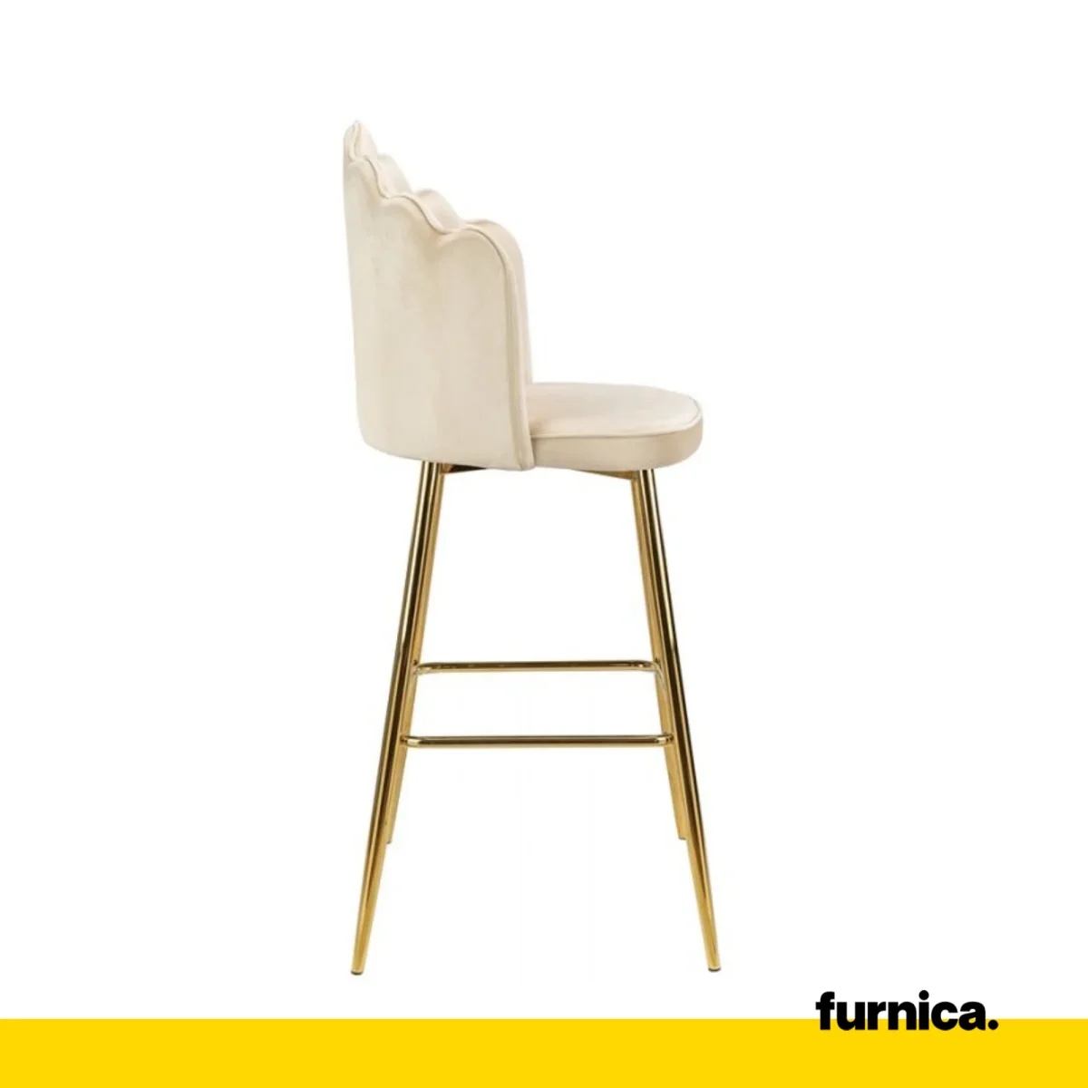 LUIGI - Hoker de Salle à Manger / Bureau en Velours Matelassé avec Pieds en Chrome Doré - Beige – Image 3