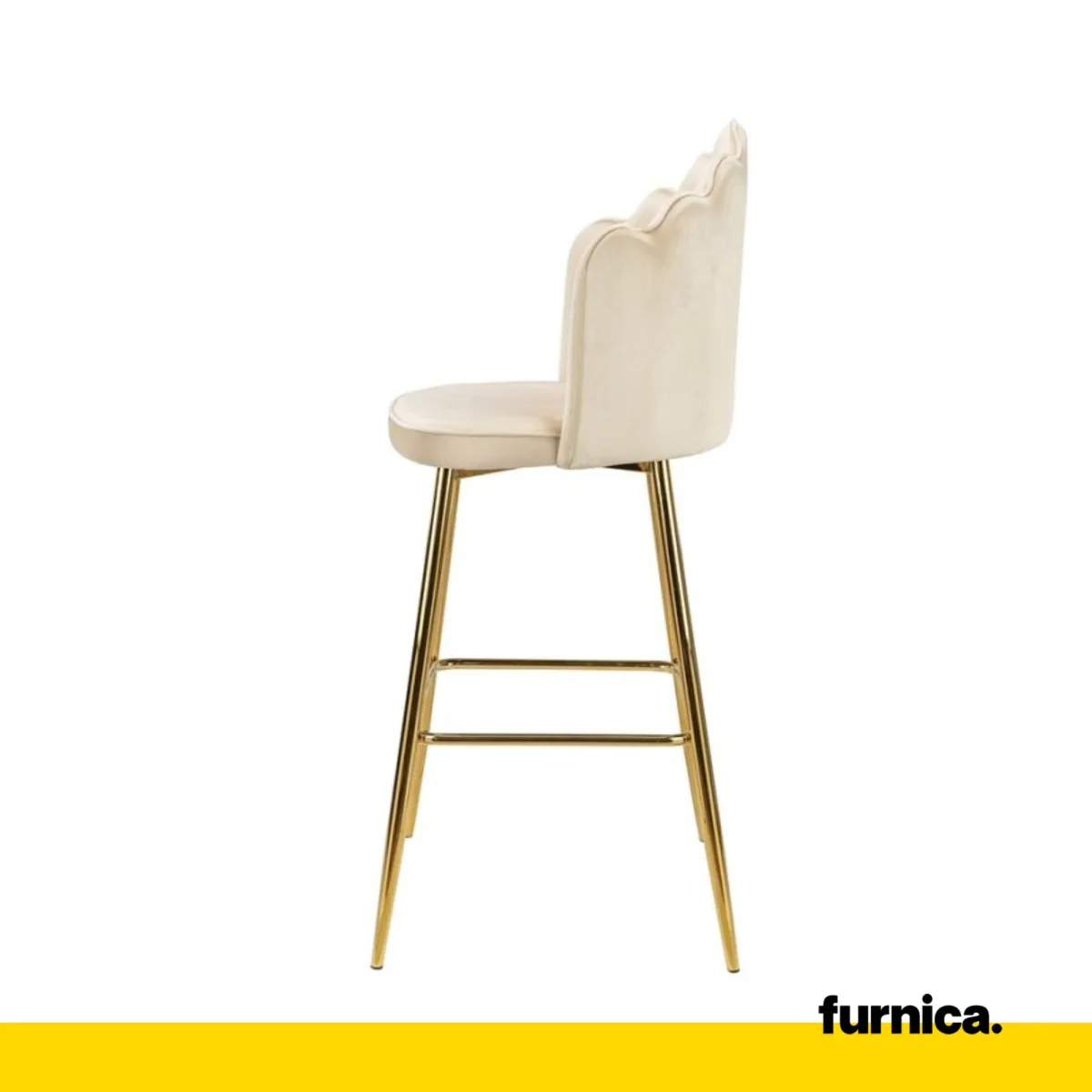 LUIGI - Hoker de Salle à Manger / Bureau en Velours Matelassé avec Pieds en Chrome Doré - Beige – Image 4
