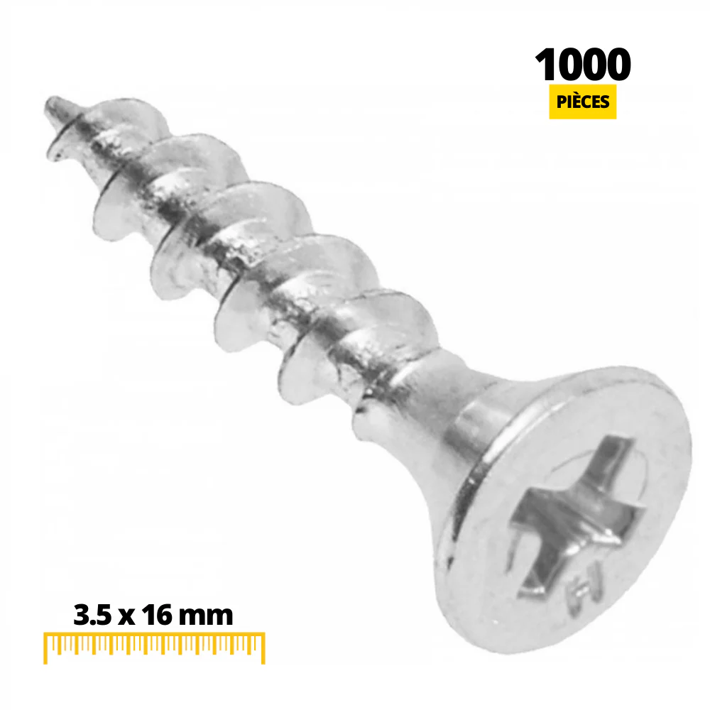 Vis à bois PH2 3.5x16mm Zinc Blanc (1000 pièces) – Image 3