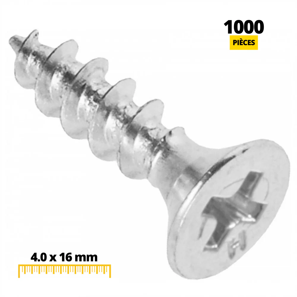 Vis à bois PH2 4,0x16mm Zinc Blanc (1000 pièces) – Image 3