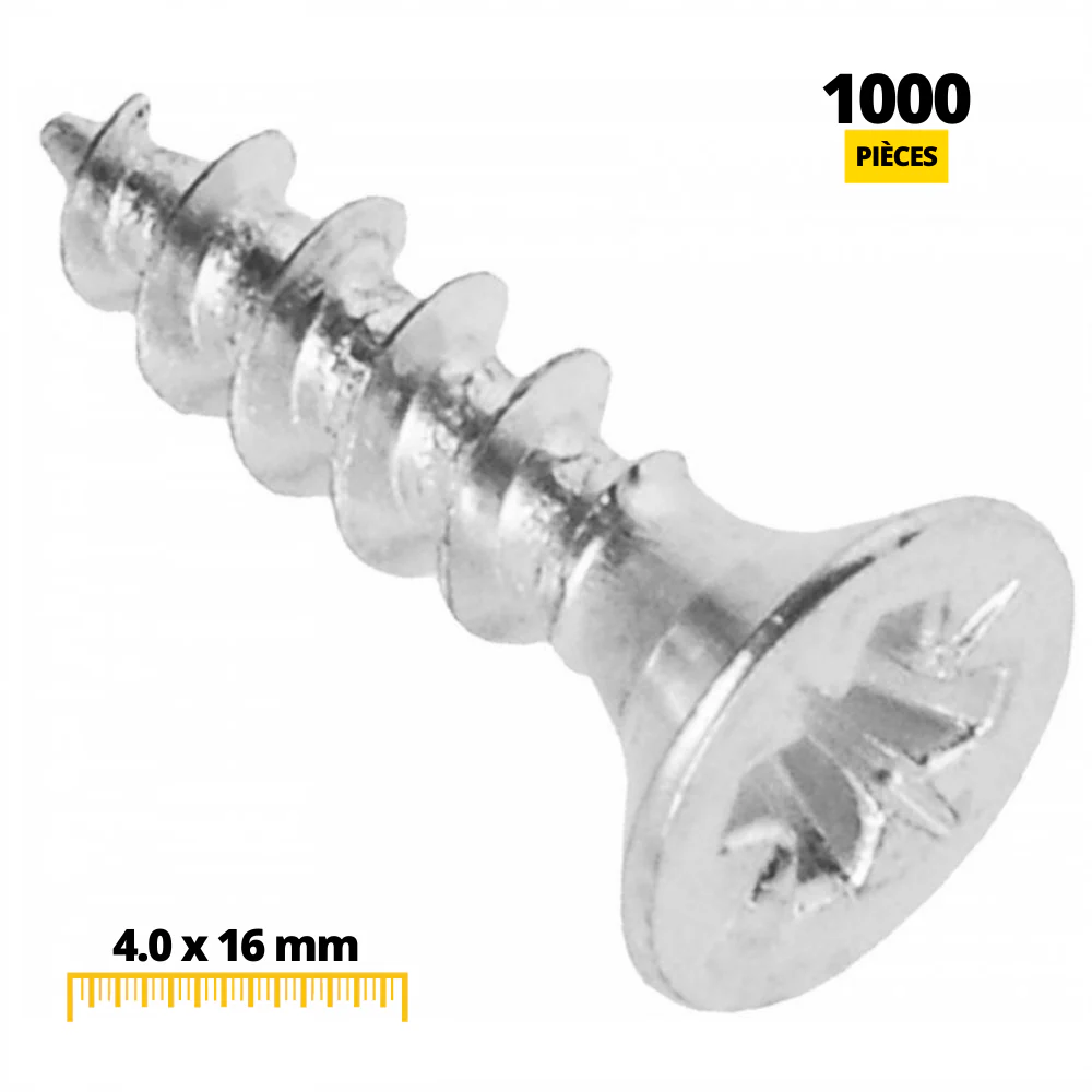 Vis à bois PZ2 4.0x16mm Zinc Blanc (1000 pièces) – Image 3