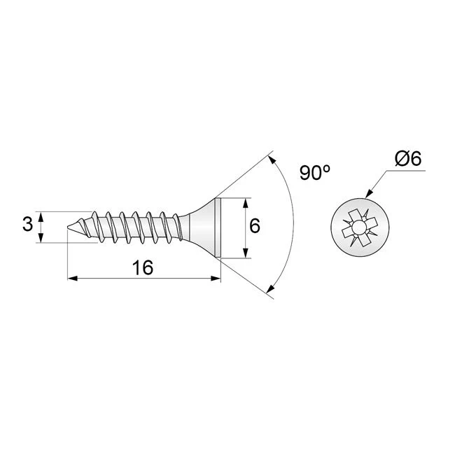 Vis à bois PZ1 Zinc Blanc 3.0x16mm (1000 pièces) – Image 4