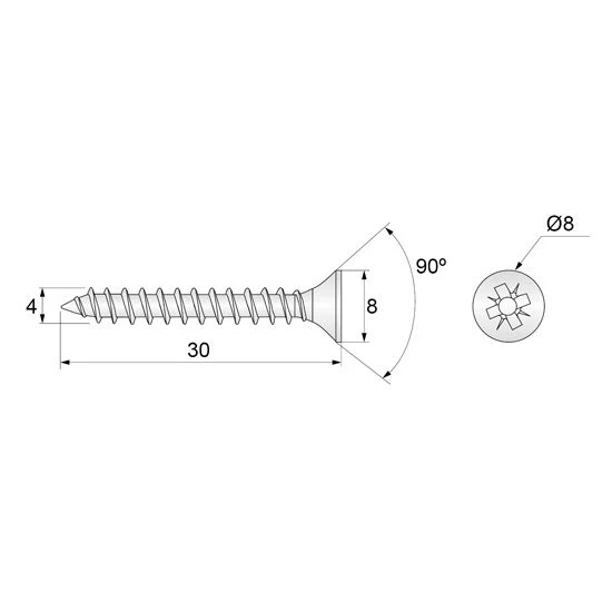 Vis à bois PZ2 4.0x30mm Zinc Blanc (1000 pièces) – Image 4